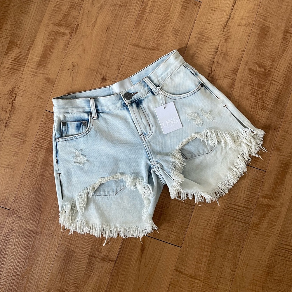 One Teaspoon WILDE BLUE MARLONS LOW WAIST BOYFRIEND SHORT size 24